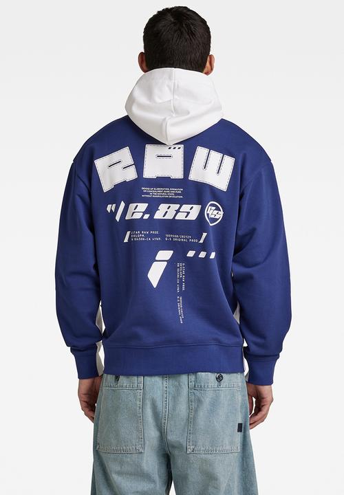 G-STAR - Sobiru loose hooded sweater - white/ballpen blue color block