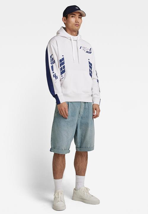 G-STAR - Sobiru loose hooded sweater - white/ballpen blue color block