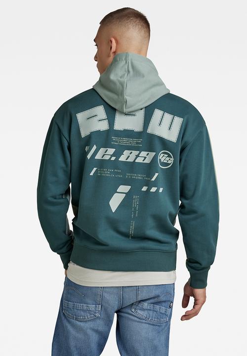 G-STAR - Sobiru loose hooded sweater - iceberg green/nitro color block