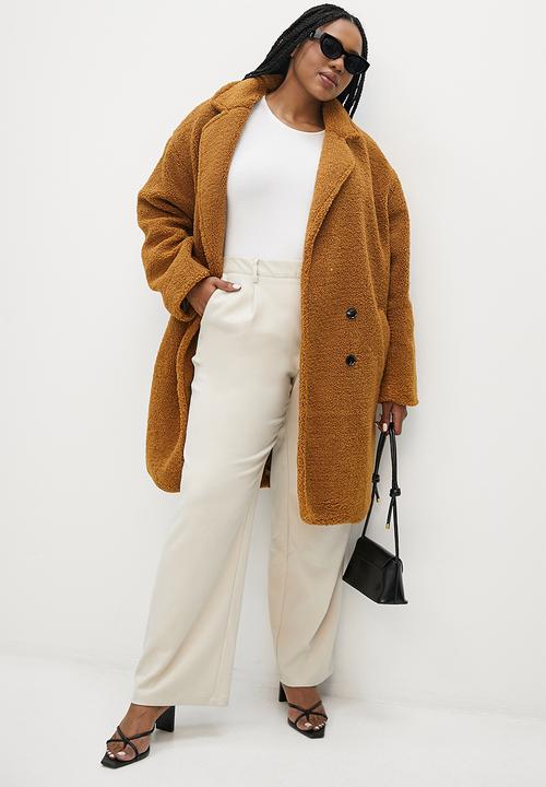 Superbalist - Fuzzy coat - tobacco