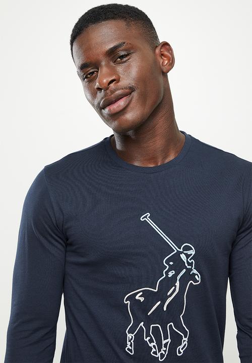 POLO - Men big pony long sleeve tee - navy