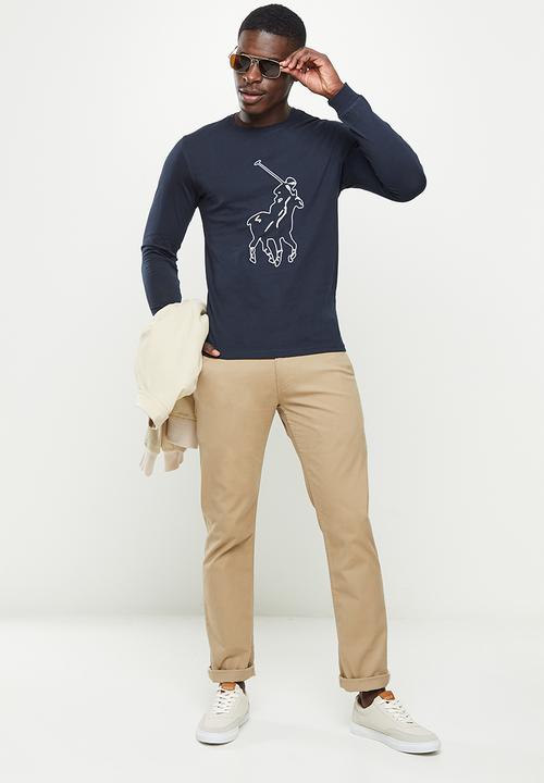 POLO - Men big pony long sleeve tee - navy
