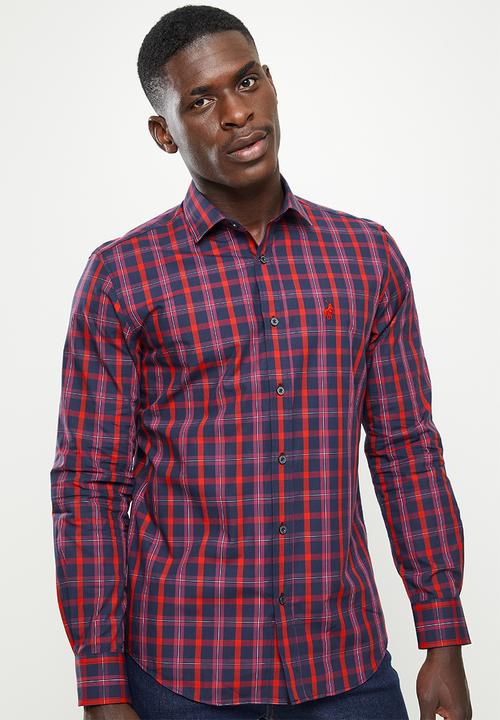 POLO - Men medium check long sleeve shirt - multi 