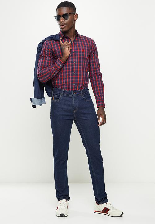 POLO - Men medium check long sleeve shirt - multi 