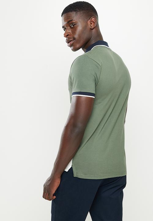 POLO - Mns colourblock rugby short sleeve golfer - green