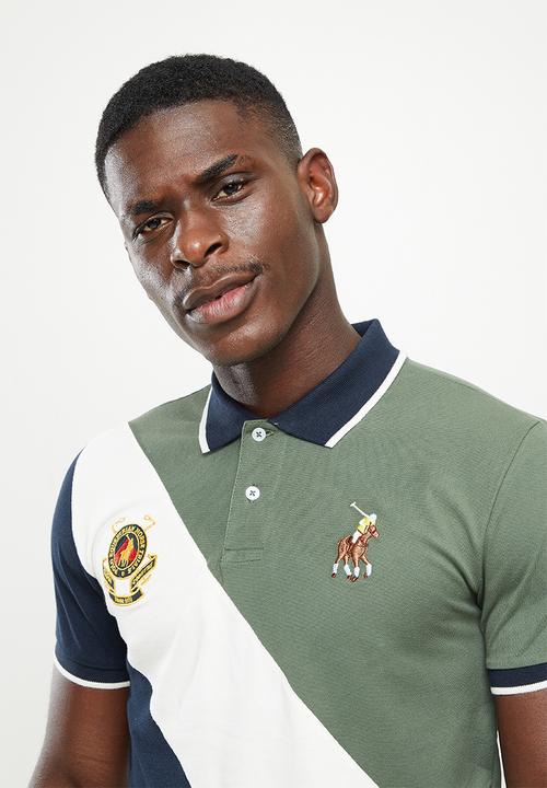POLO - Mns colourblock rugby short sleeve golfer - green