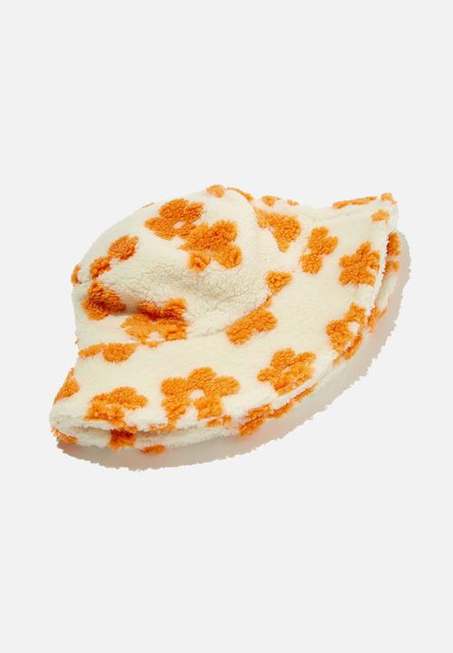 Rubi - Bianca textured bucket hat-orange floral & white