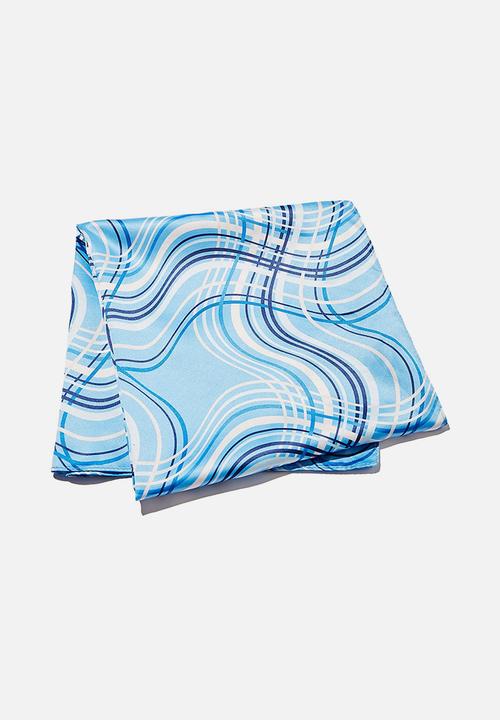 Rubi - Versatile scarf - blue brandy warped check