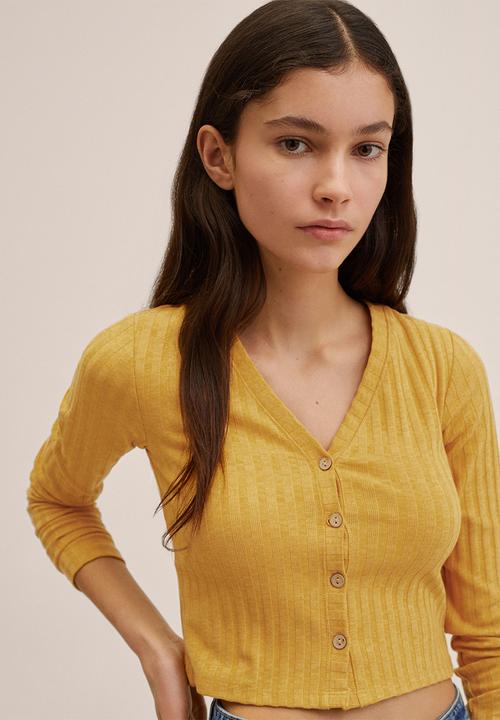 MANGO - T-shirt dhaka - yellow