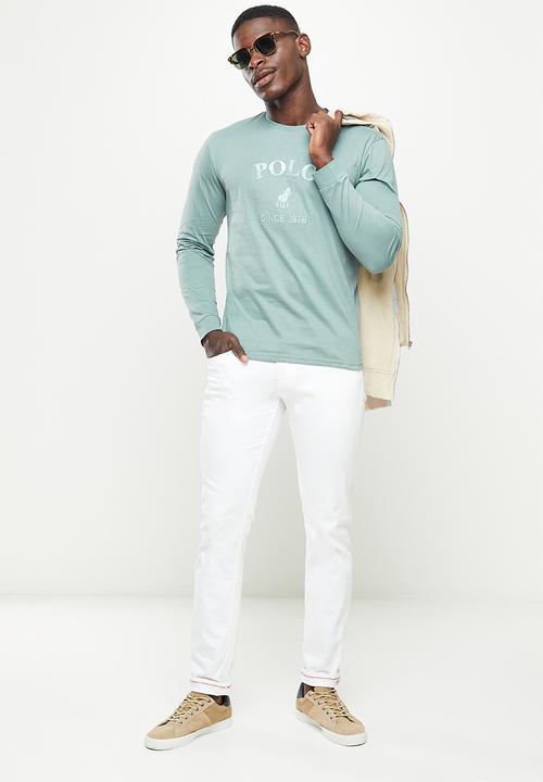 POLO - Men logo long sleeve tee - blue