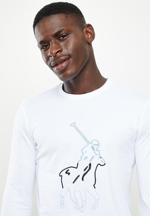 POLO - Men big pony long sleeve tee - white