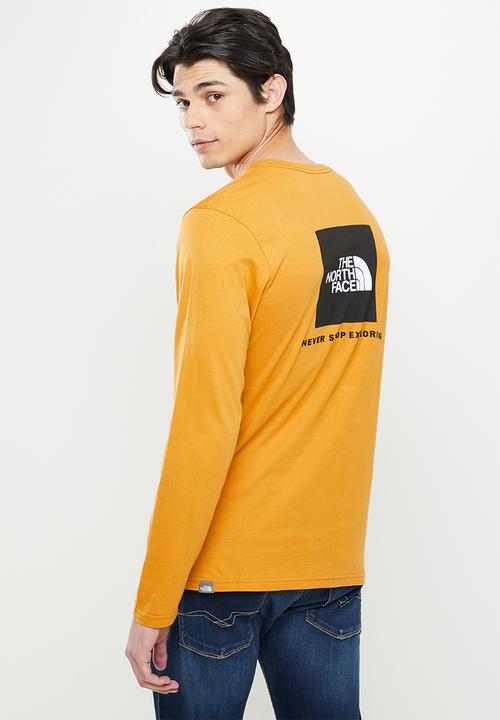 The North Face - M long sleeve red box tee - orange 