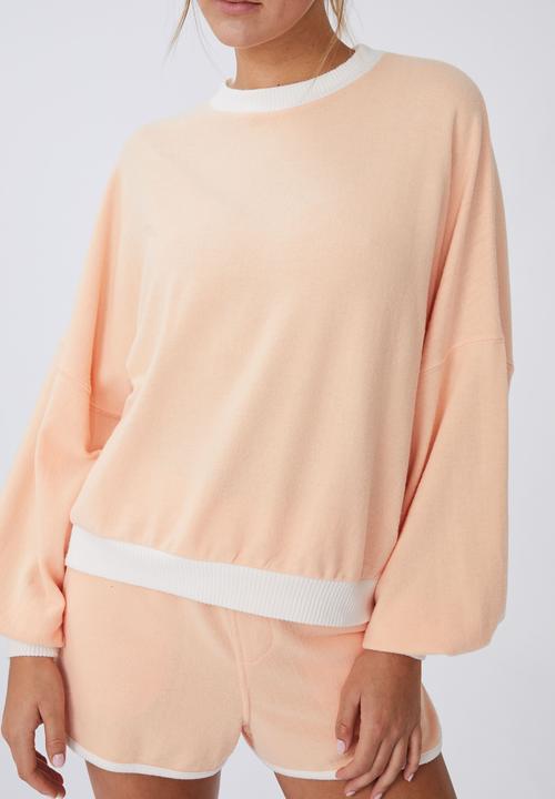 Cotton On - Super soft long sleeve sweater - peach & white tipping