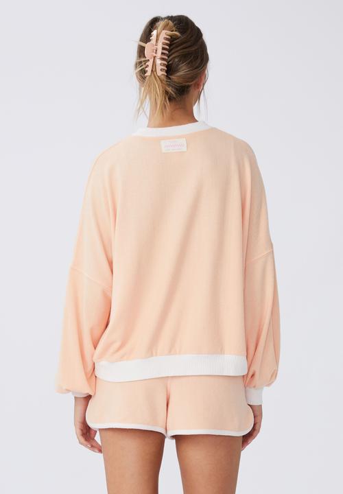 Cotton On - Super soft long sleeve sweater - peach & white tipping