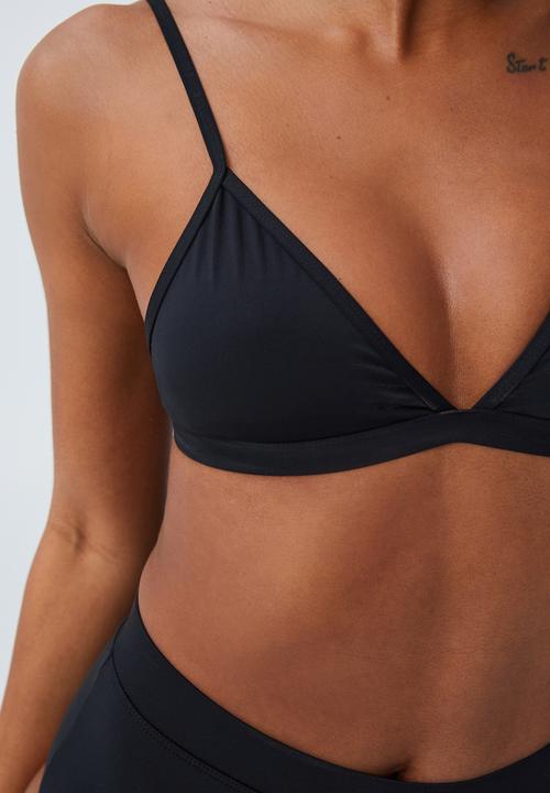 Cotton On - Contrast fixed triangle bikini top - black