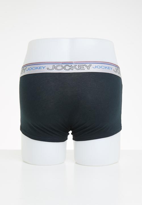 Jockey - 2 pack long leg one up stretch pouch trunk - black & blue