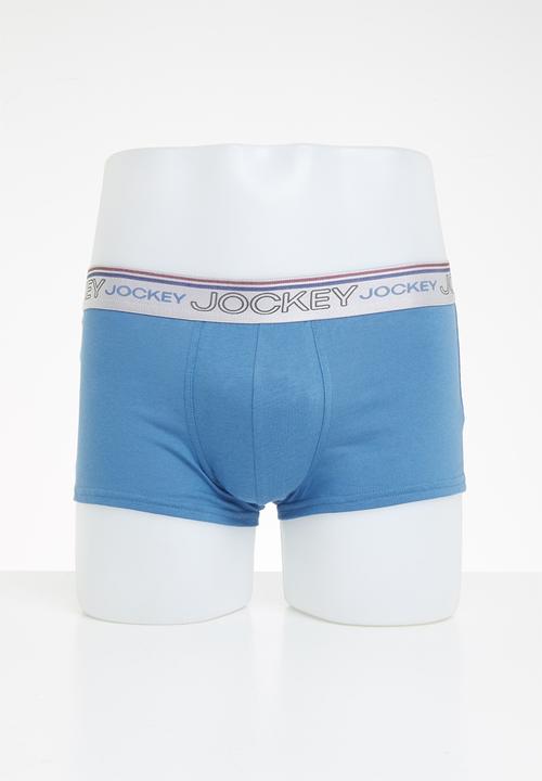 Jockey - 2 pack long leg one up stretch pouch trunk - black & blue