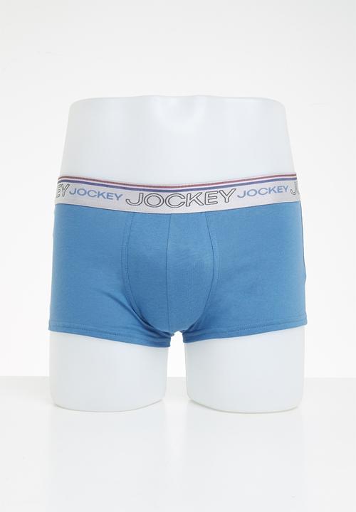 Jockey - 2 pack long leg one up stretch pouch trunk - black & blue
