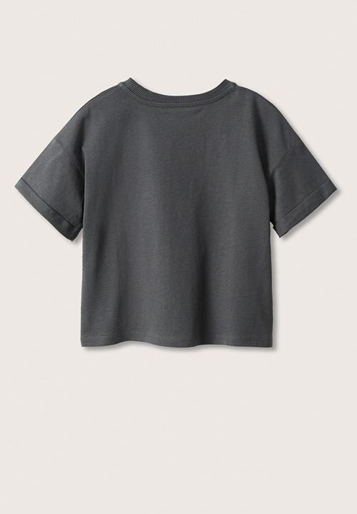 MANGO - T-shirt college - grey
