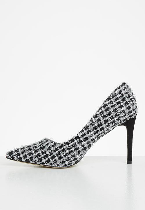 Plum - Disco glitz tweed court heel - black & silver