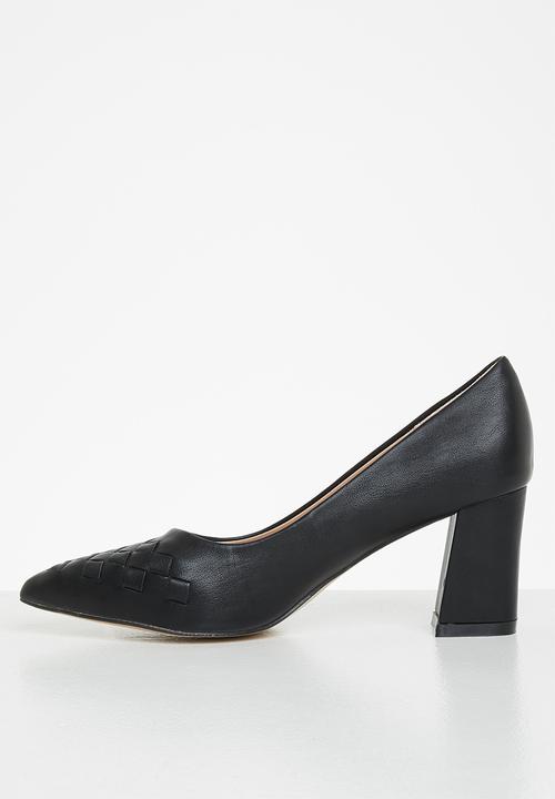 Plum - Holly plaited court heel - black