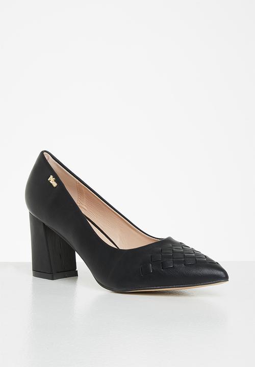 Plum - Holly plaited court heel - black