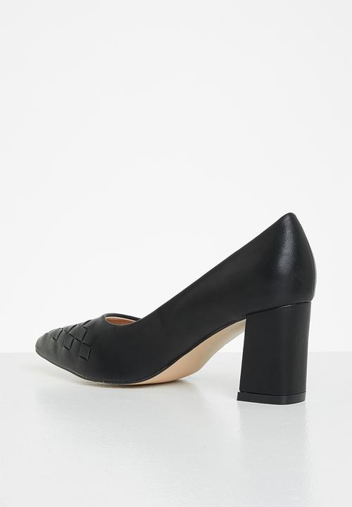 Plum - Holly plaited court heel - black