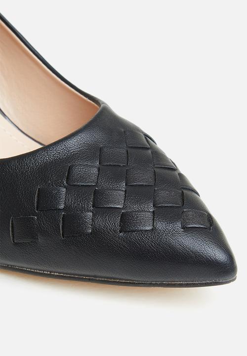 Plum - Holly plaited court heel - black