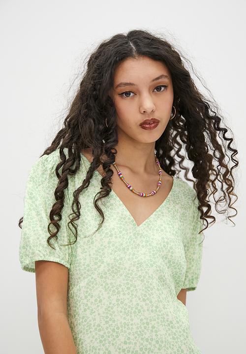 Blake - Fit and flare mini dress - sage ground floral