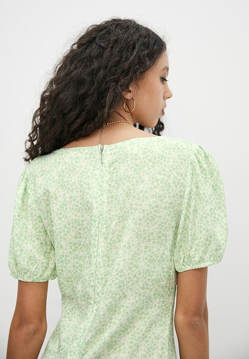 Blake - Fit and flare mini dress - sage ground floral