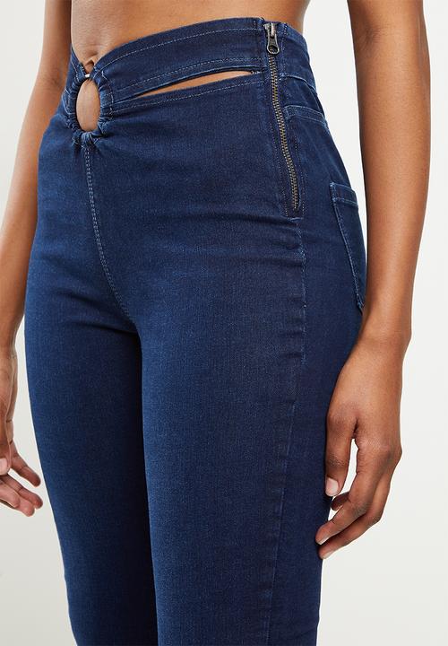 SISSY BOY - Super high waist jeans with o ring - indigo
