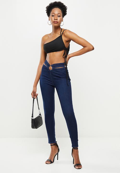 SISSY BOY - Super high waist jeans with o ring - indigo