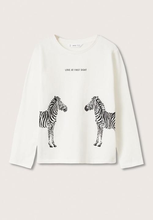 MANGO - T-shirt animals - white