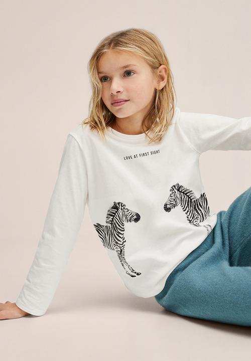 MANGO - T-shirt animals - white
