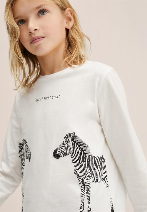 MANGO - T-shirt animals - white