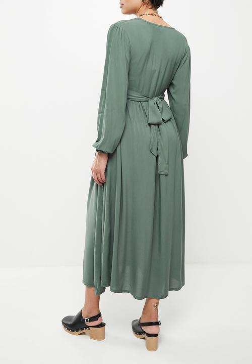 Superbalist - Maternity long sleeve wrap nursing dress - teal