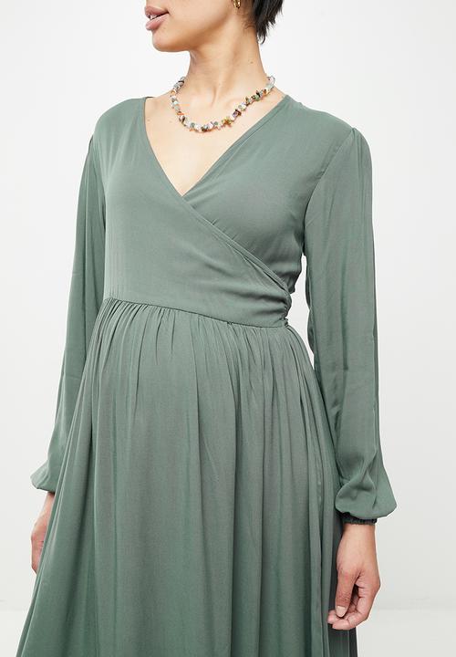 Superbalist - Maternity long sleeve wrap nursing dress - teal