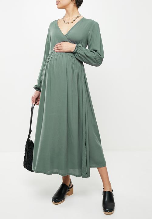 Superbalist - Maternity long sleeve wrap nursing dress - teal