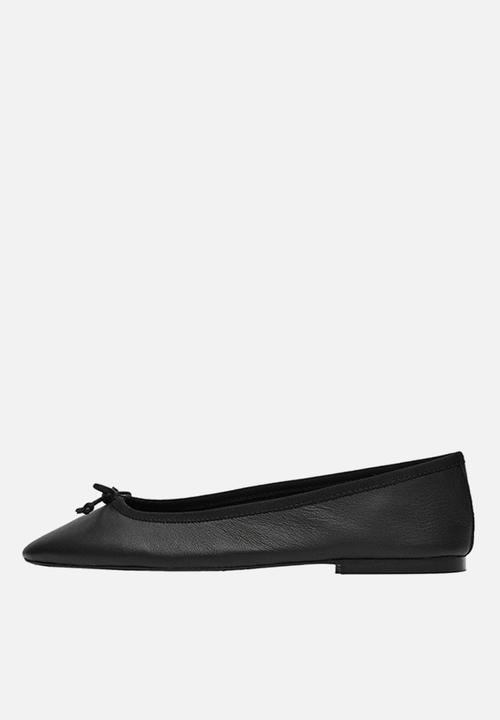 MANGO - Baila leather ballerina - black