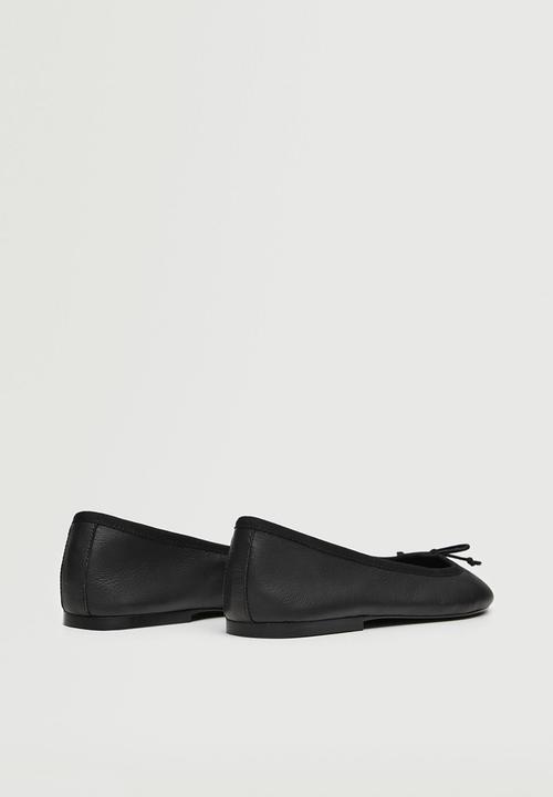 MANGO - Baila leather ballerina - black