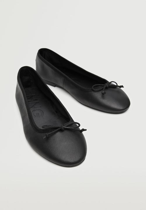 MANGO - Baila leather ballerina - black