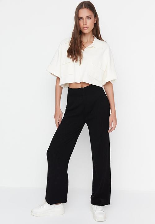 Trendyol - Corduroy knit trousers - black