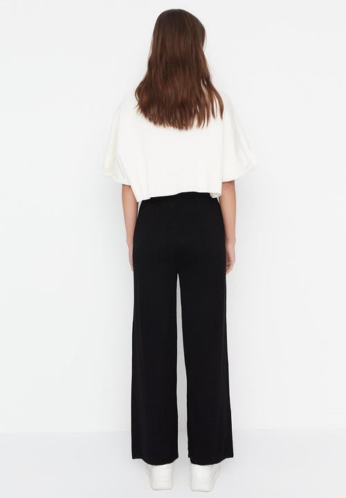Trendyol - Corduroy knit trousers - black