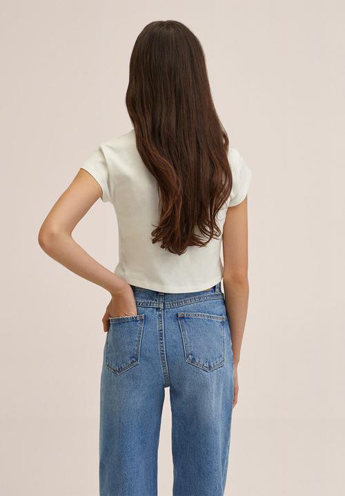 MANGO - T-shirt fly - white