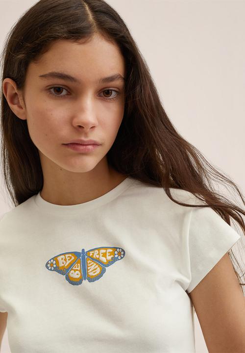 MANGO - T-shirt fly - white