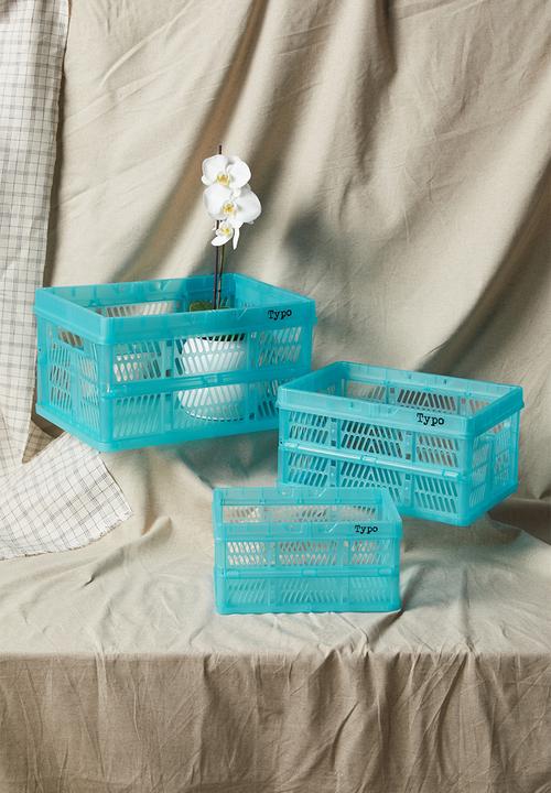 Typo - Small foldable storage - transparent dusty turquoise