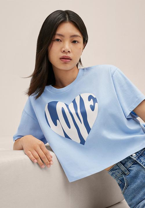 MANGO - T-shirt love - blue