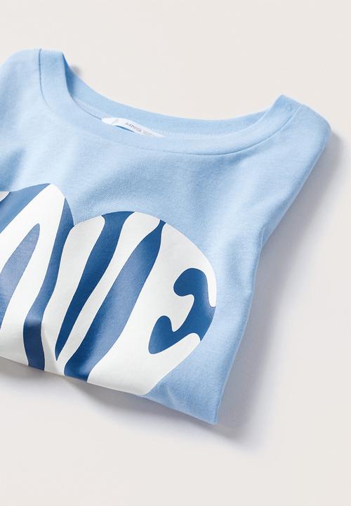 MANGO - T-shirt love - blue