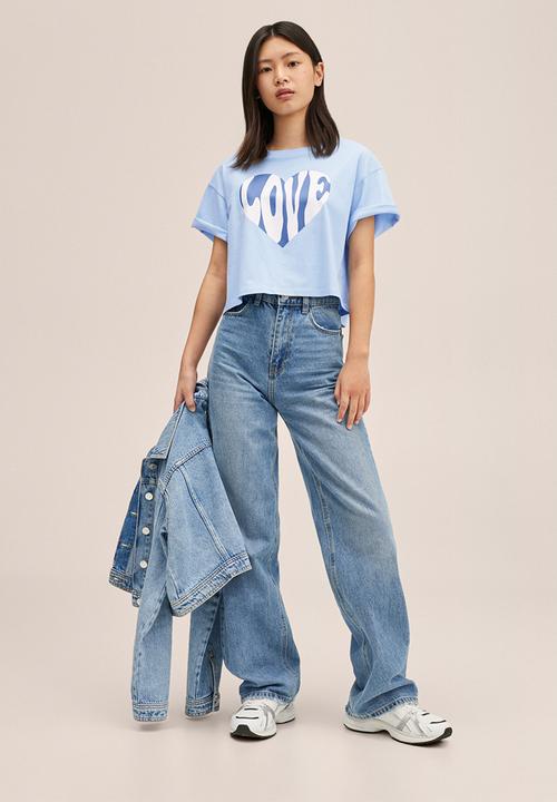MANGO - T-shirt love - blue