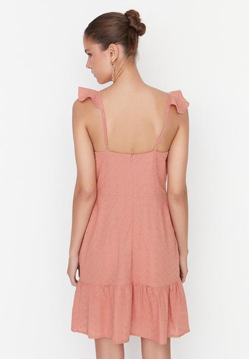 Trendyol - Embroidered dress - brown